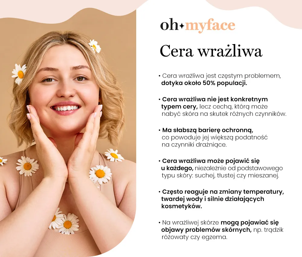 Inflografika Oh My Face dotycząca cery wrażliwej