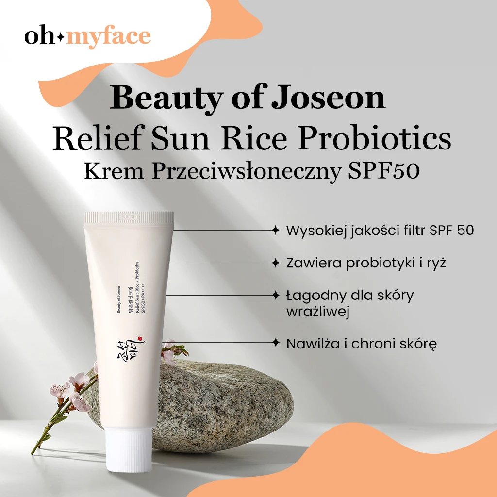 Beauty of Joseon Relief Sun Rice Probiotics Krem Przeciwsloneczny SPF50 infografika