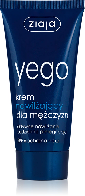 Granatowa tubka kremu nawilżającego dla mężczyzn stoi pionowo na białym tle, widoczny napis.