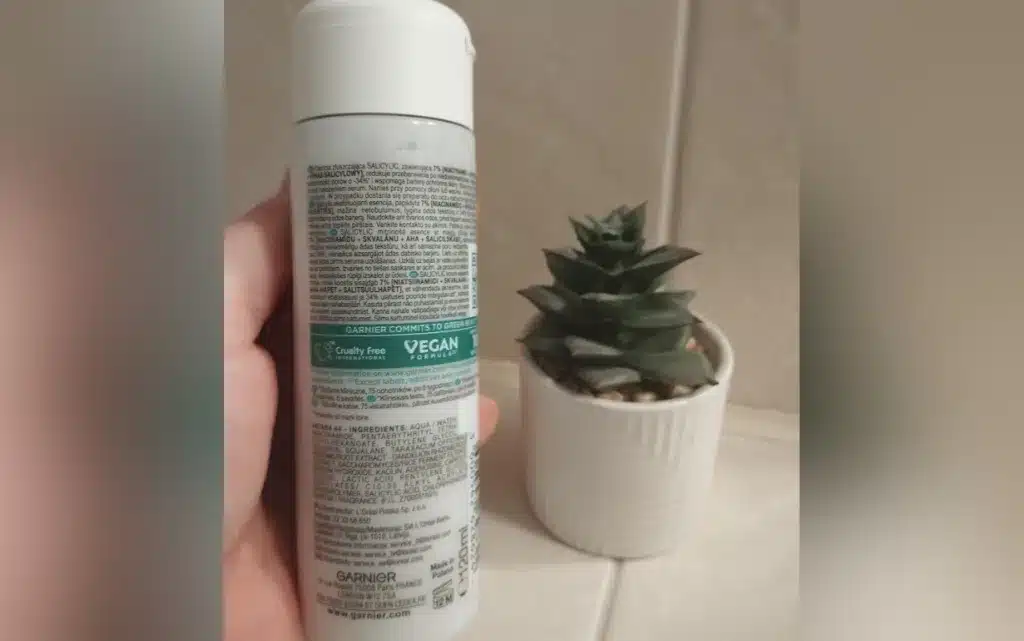 Etykieta ze składem Garnier Pure Active 